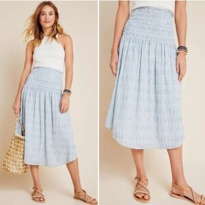 Anthro Maeve Smocked Kathryn Midi Skirt